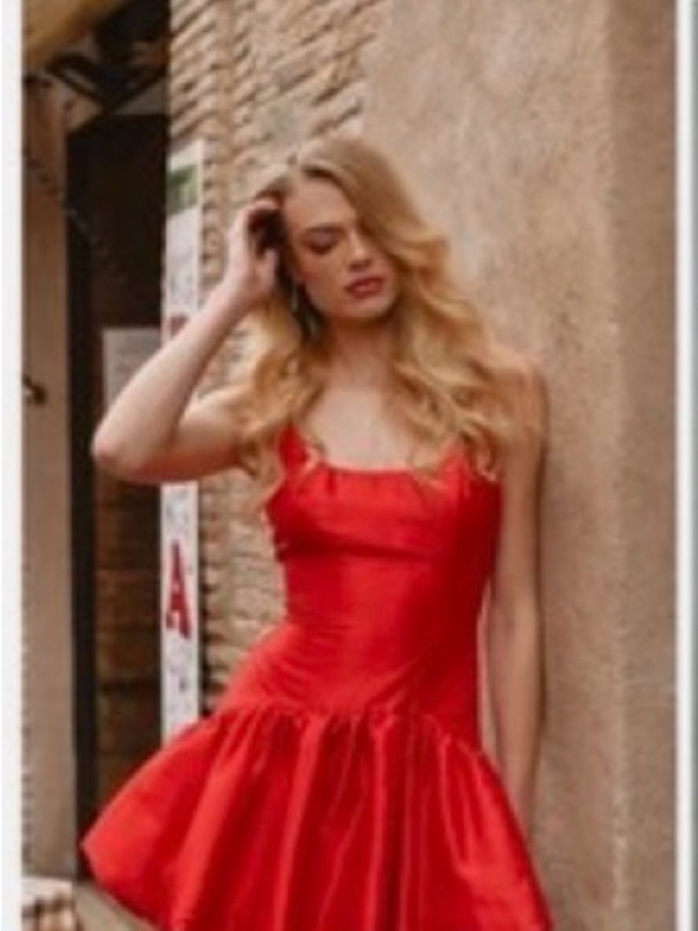 Hutch Ridge Mini Bubble Dress Red Quava Satin Mini Dress Drop Waist